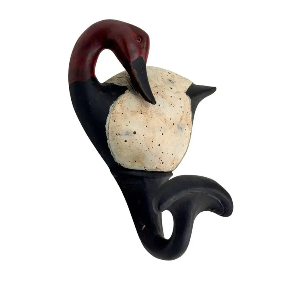 Set of 4 Duck Wall Hooks Hand Painted Resin Rustic 5.5 Inch Decorative
